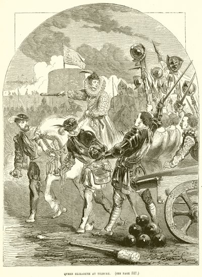 Queen Elizabeth at Tilbury by English School