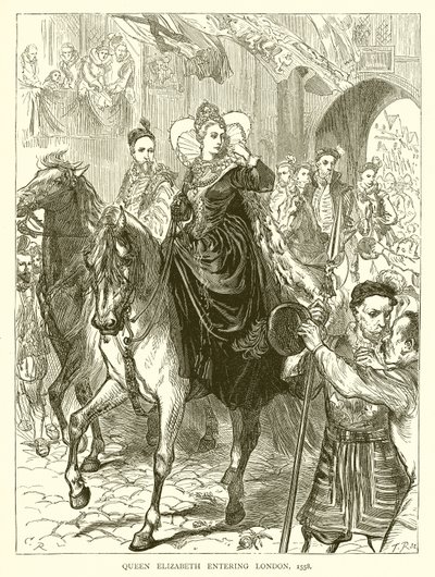 Queen Elizabeth entering London, 1558 by English School