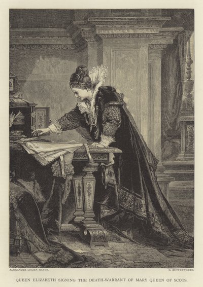 Queen Elizabeth Signing the Death-Warrant of Mary Queen of Scots by English School