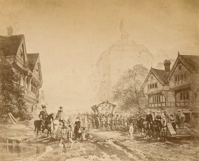 Queen Elizabeth visiting the Globe Theatre by English School