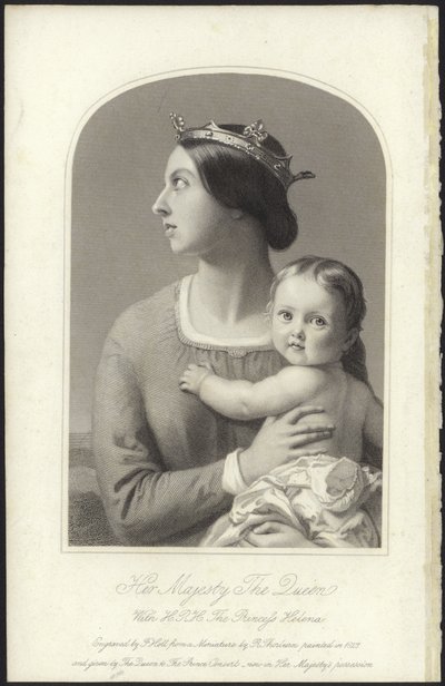 Queen Victoria and Princess Helena by English School