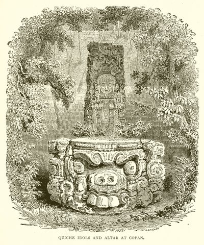 Quiche Idols and Altar at Copan by English School