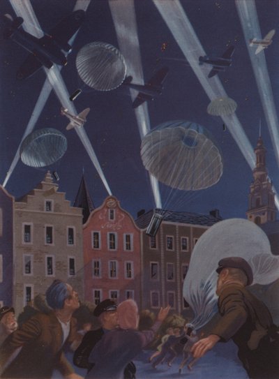 RAF Aircraft of Bomber Command Dropping Cigarettes Over the German Occupied Netherlands for Civilians to Celebrate Queen Wilhelmina