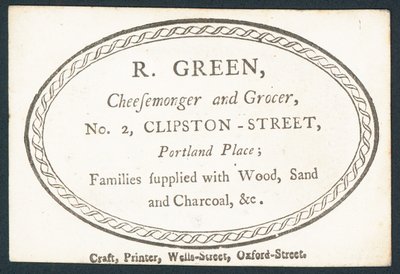 R Green, cheesemonger and grocer by English School