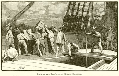 Raid on the Tea-Ships in Boston Harbour by English School