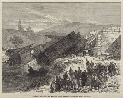 Railway Accident at Antibes, near Cannes, dragging for the Dead by English School