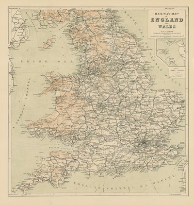 Railway Map of England and Wales by English School