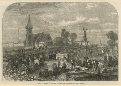 Railway Works in Old St Pancras Churchyard by English School