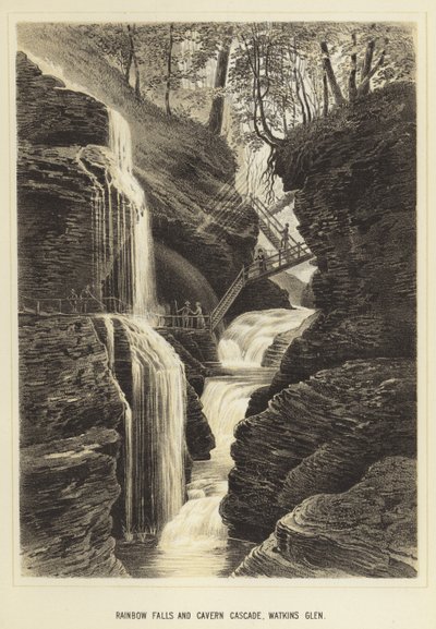 Rainbow Falls and Cavern Cascade, Watkins Glen by English School