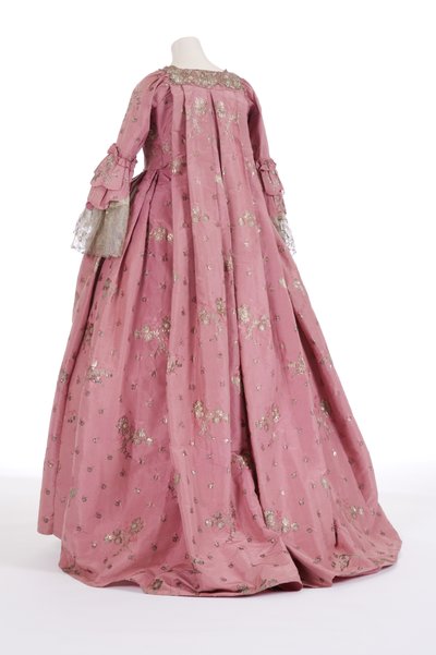 Rear view of a sack back dress, 1750s by English School