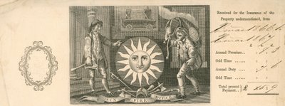 Receipt for payment of insurance from Sun Fire Office, London by English School