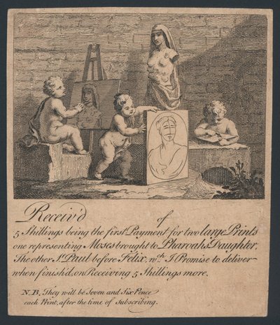 Receipt for Prints of Moses and St Felix by English School