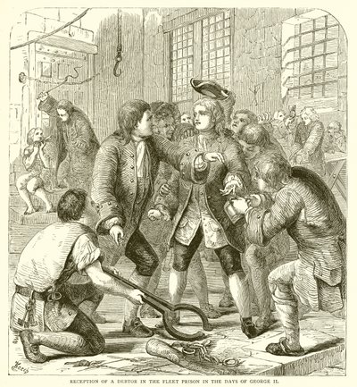 Reception of a Debtor in the Fleet Prison in the Days of George II by English School