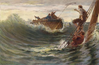 Rescue of men who have survived a shipwreck by English School