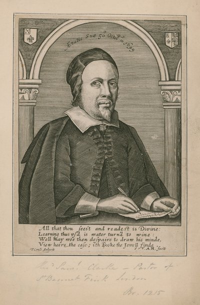 Reverend Samuel Clarke, pastor of St Bennet Fink by English School