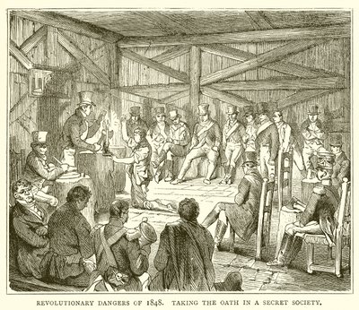 Revolutionary Dangers of 1848. Taking the Oath in a Secret Society by English School