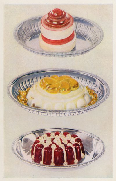 Ribbon Jelly; Venus Pudding; Wine Jelly and Cream by English School