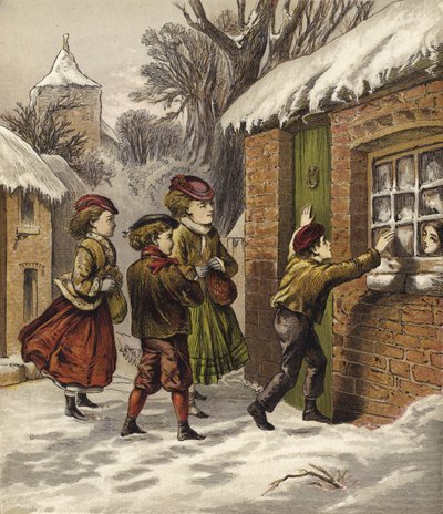 Rich Children Visiting Poor Children at Christmas by English School