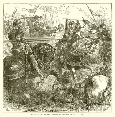 Richard III at the Battle of Bosworth Field, 1485 by English School