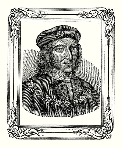 Richard III was born in 1450, crowned in 1483, slain in 1485 by English School