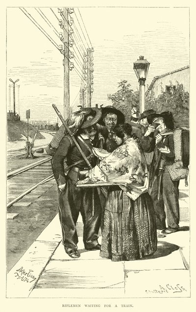 Riflemen Waiting for a Train by English School