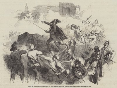 Riots at Dresden, Barricade in the Grosse Frauen Strasse attacked from the Neumarkt by English School