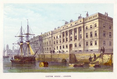 River Thames: Custom House, London by English School