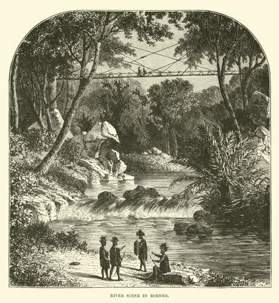 River Scene in Borneo by English School