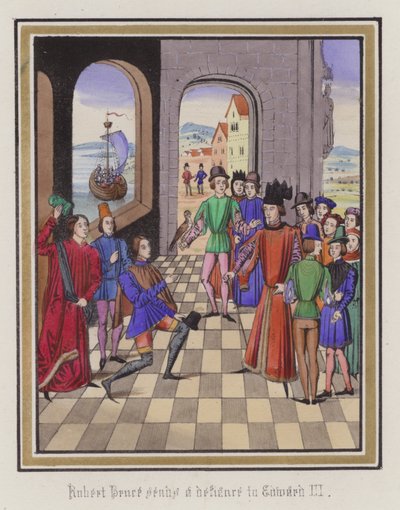 Robert Bruce Defies King Edward III by English School