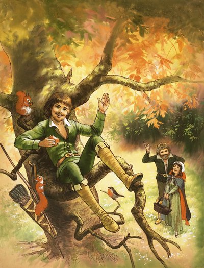 Robin Hood resting in a tree by English School