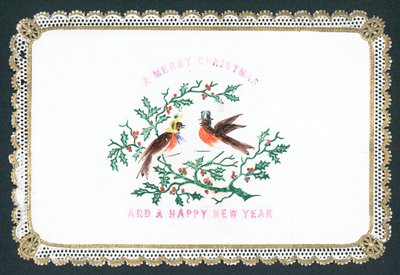 Robins wearing hats by English School