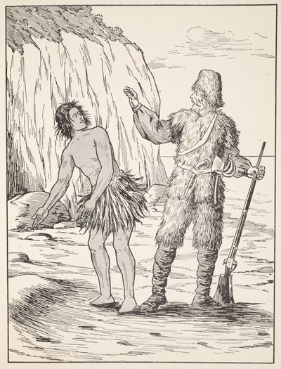 Robinson Crusoe and Friday by English School