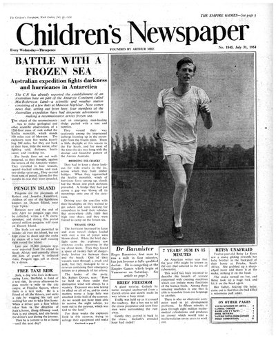 Roger Bannister, front page of 