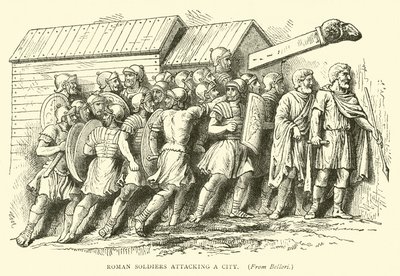 Roman Soldiers Attacking a City by English School