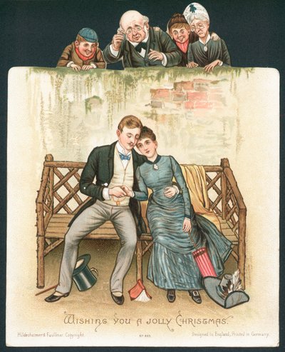 Romantic Couple on Seat being watched by English School