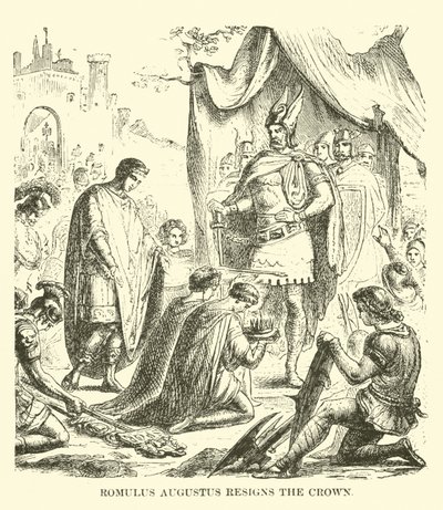 Romulus Augustus Resigns the Crown by English School