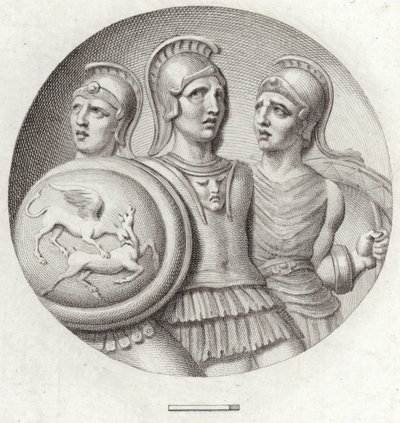 Roundel Depicting Three Roman Soldiers by English School