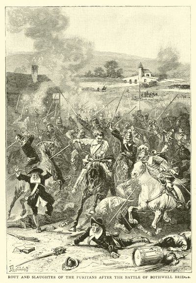 Rout and Slaughter of the Puritans After the Battle of Bothwell Bridge by English School