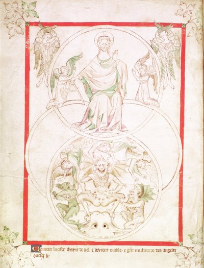 The Fall of Lucifer, from the Queen Mary Psalter, c.1310-20 by English School