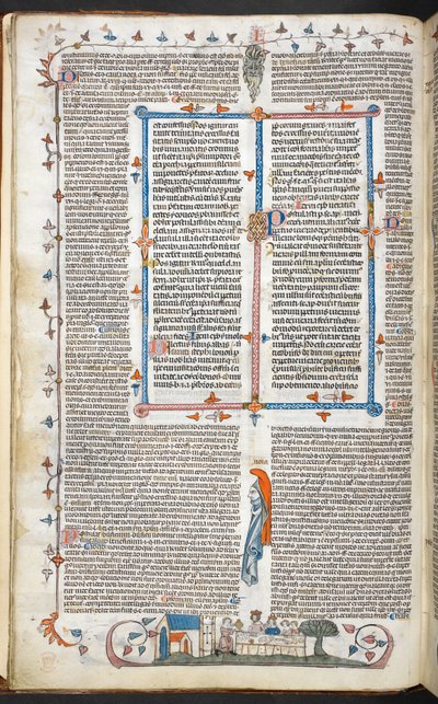 Text with Marginal Decoration and a King Dining, illustration from the 