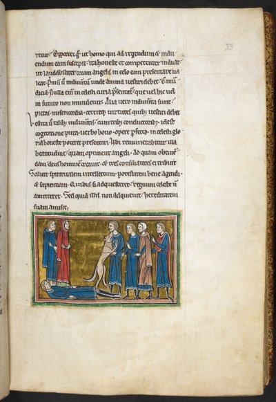 Dog identifying a murderer, from Bestiary, Lapidary, 2nd quarter of the 13th century by English School