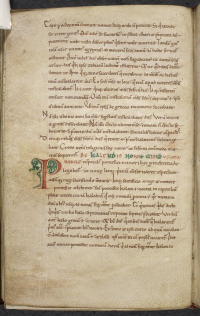 Initial P. De temporum ratione. Bede the Venerable. Miscellany of Works on Computus and Astronomy by English School