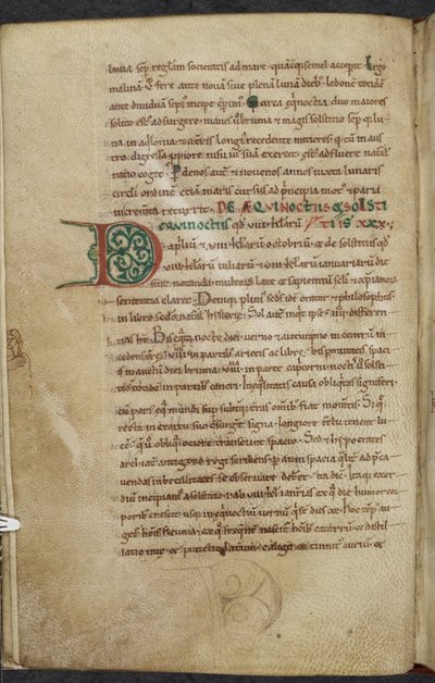 Initial D. De Temporum Ratione. Bede the Venerable. Miscellany of Works on Computus and Astronomy. 11th-12th Century by English School