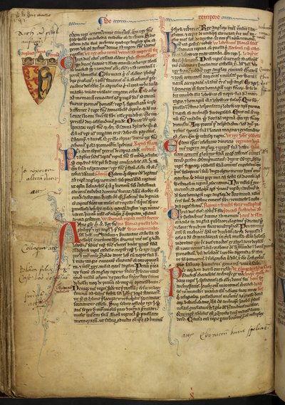 Border Decoration with Coat of Arms of Richard the Lionheart (illustration from Matthew Paris, Historia Anglorum, Chronica majora, Part III) by English School
