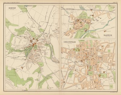 Royal Atlas, c 1900: Buxton; Warwick; Cheltenham by English School