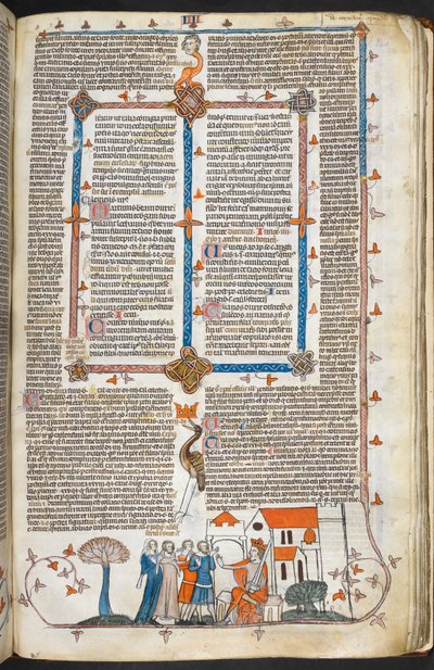 King defending his Palace and marginal decoration, illustration from the 