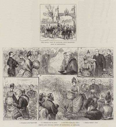 Royal Visit to Saltaire (engraving) by English School