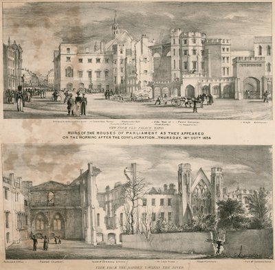 Ruins of the Houses of Parliament as They Appeared on the Morning after the Conflagration by English School