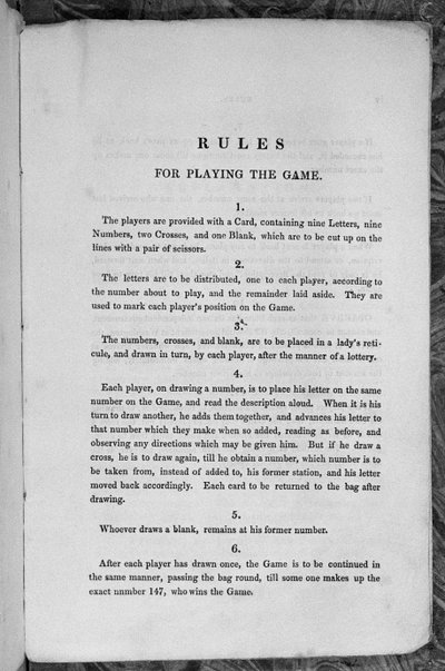Rules for Playing the Game of the Star-Spangled Banner or Emigrants to the United States, c.1840 by English School