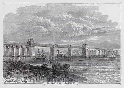 Runcorn Bridge (engraving) by English School